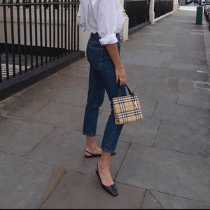 Black Square Toe Slingback Flats